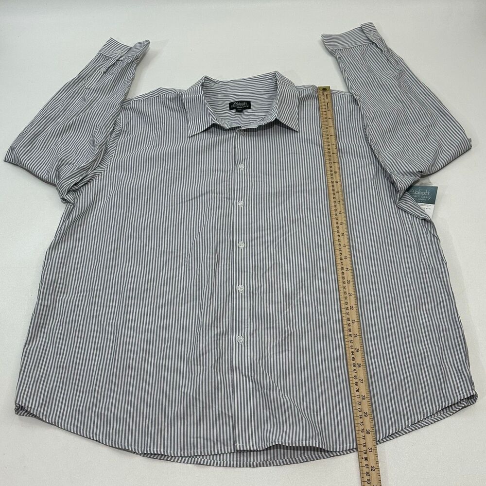 Abbott Elementary Button-Up Shirt Gray White Stripe, Size XXL - Picture 3 of 4